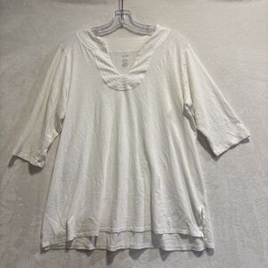 J. Jill Pure Jill Trapunto White Casual Boho Vacation Tunic Cotton Linen Medium